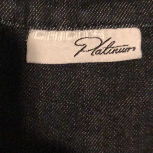 Chico’s Platinum Jean Jacket Rhinestone Embellished Size Large - Picture 12 of 16